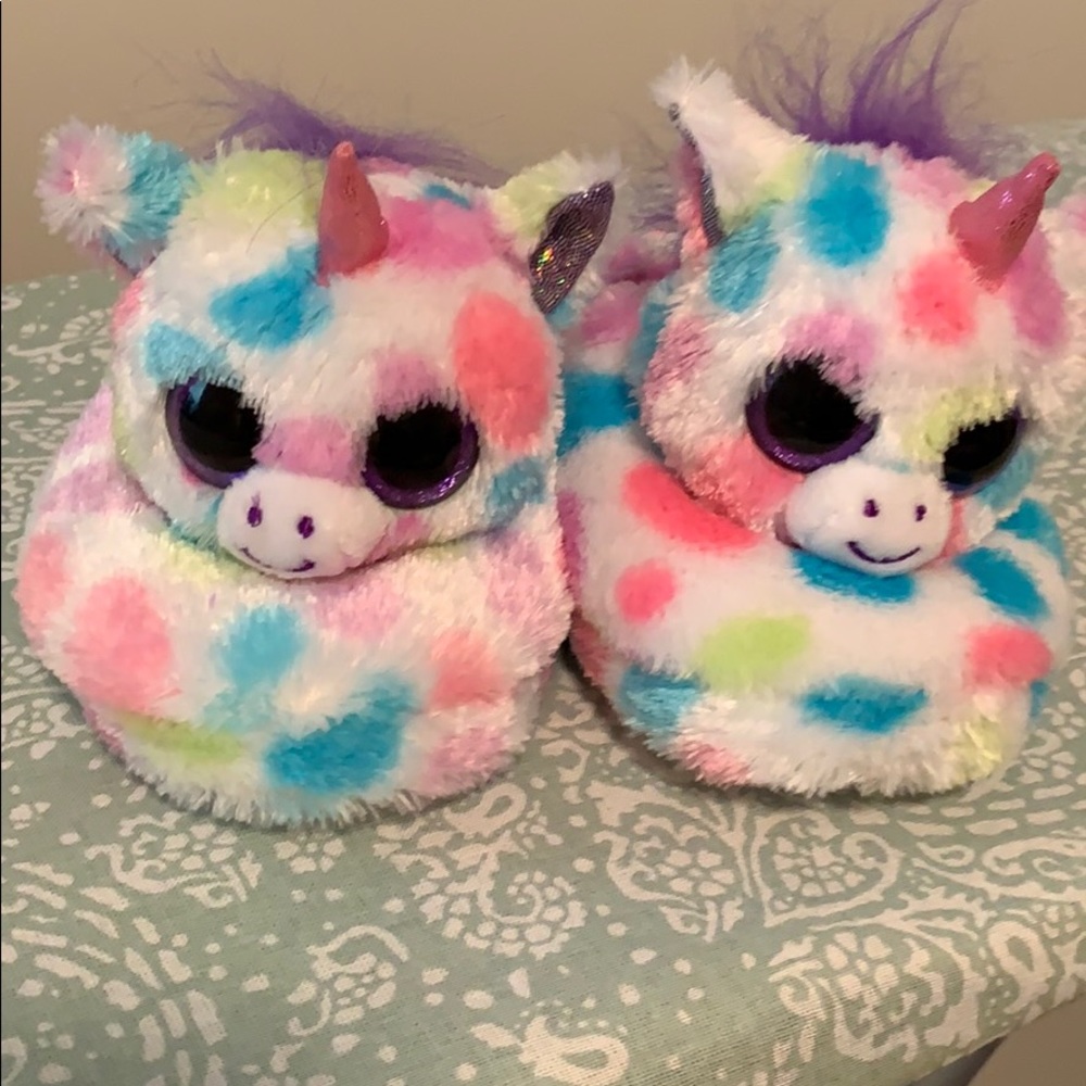 Girls Beanie Boo unicorn slippers